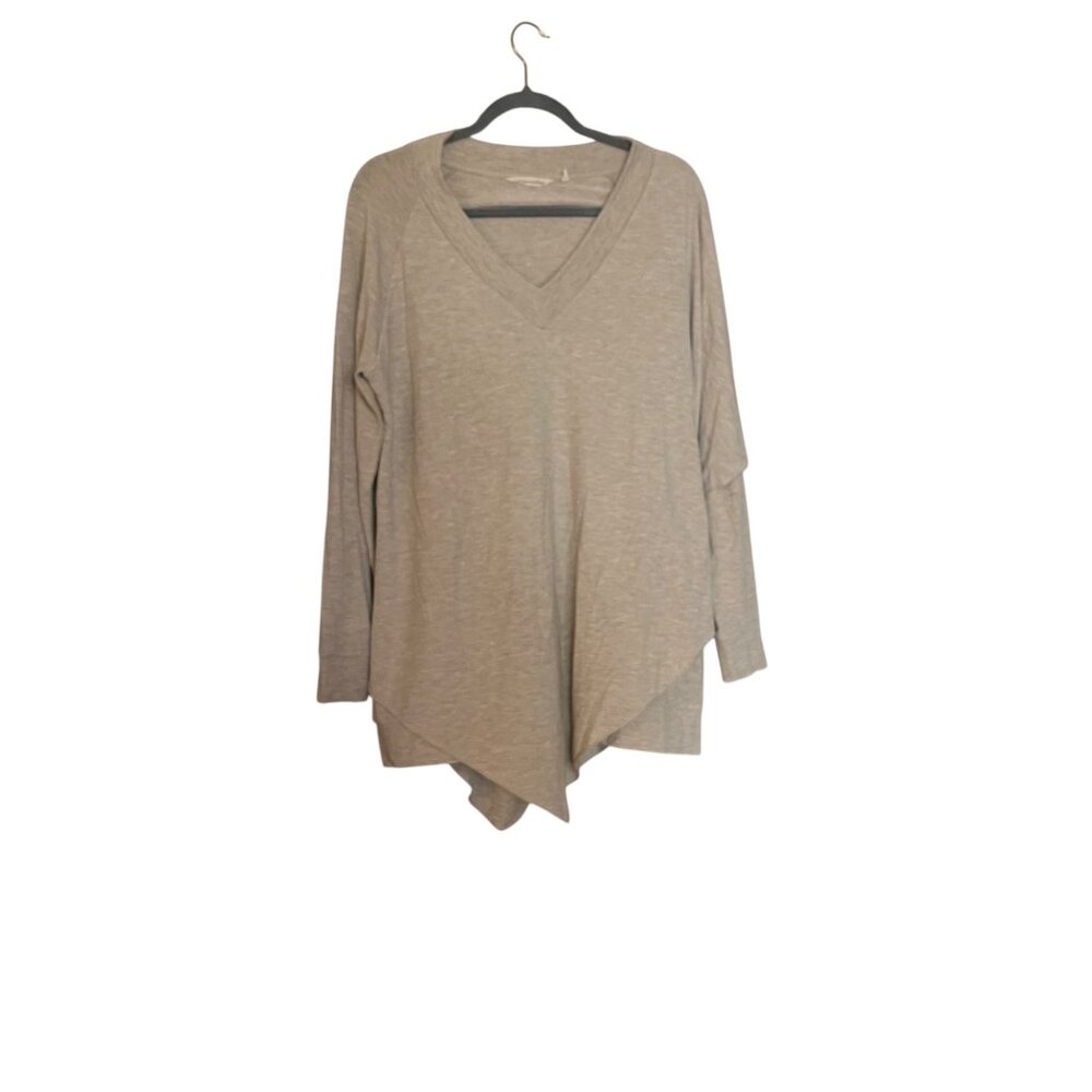 Soft Surroundings Beige Tan V-Neck Long Sleeve Top – Size Large